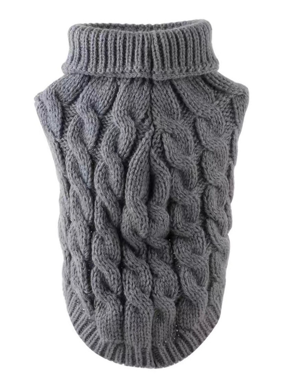 Dog’s Pet Grey Cable Knit Turtleneck Sweater
